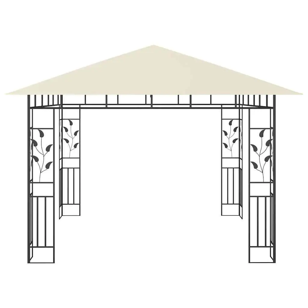 Gazebo with Mosquito Net Cream 3x3x2.73m Outdoor Shade Structure for Garden and Patio