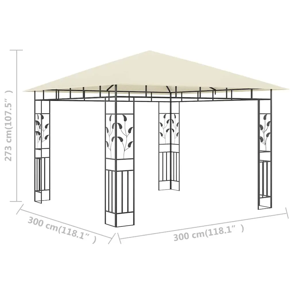 Gazebo with Mosquito Net Cream 3x3x2.73m Outdoor Shade Structure for Garden and Patio