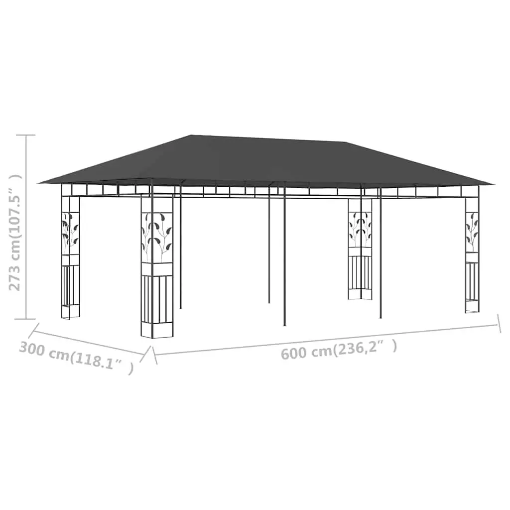 Outdoor Gazebo Canopy Mosquito Net 6x3m Anthracite