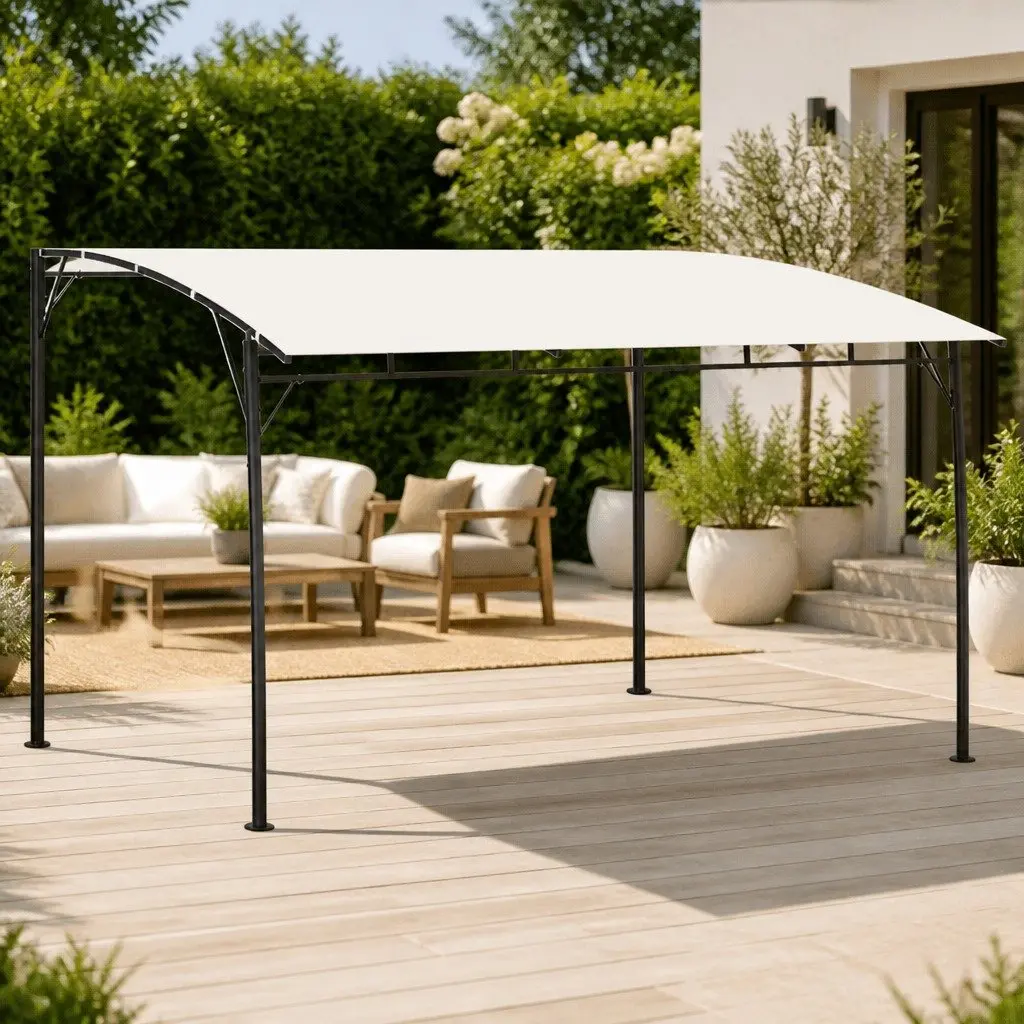 Garden Sunshade Awning Sturdy Metal Frame 4x3x2.55m Cream