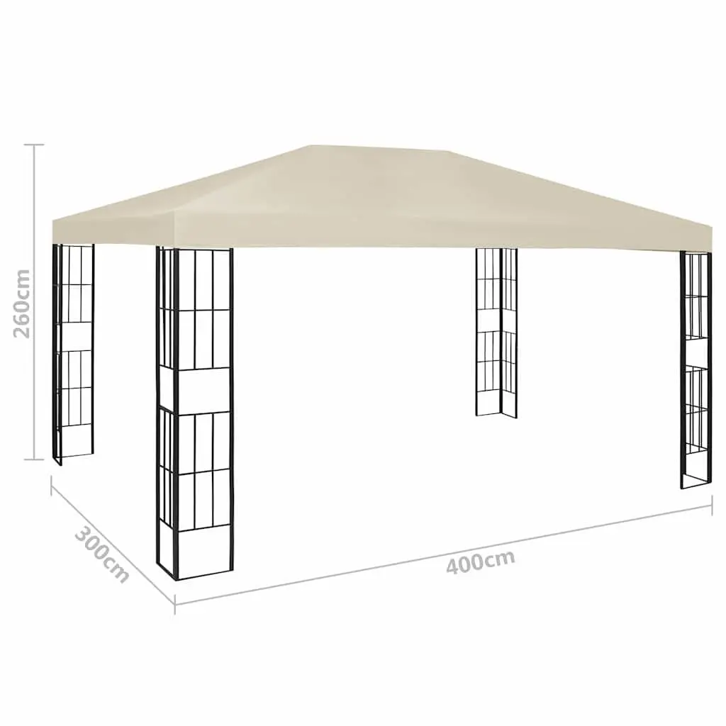 Outdoor Gazebo Vented Canopy 3x4 m Cream Steel Frame