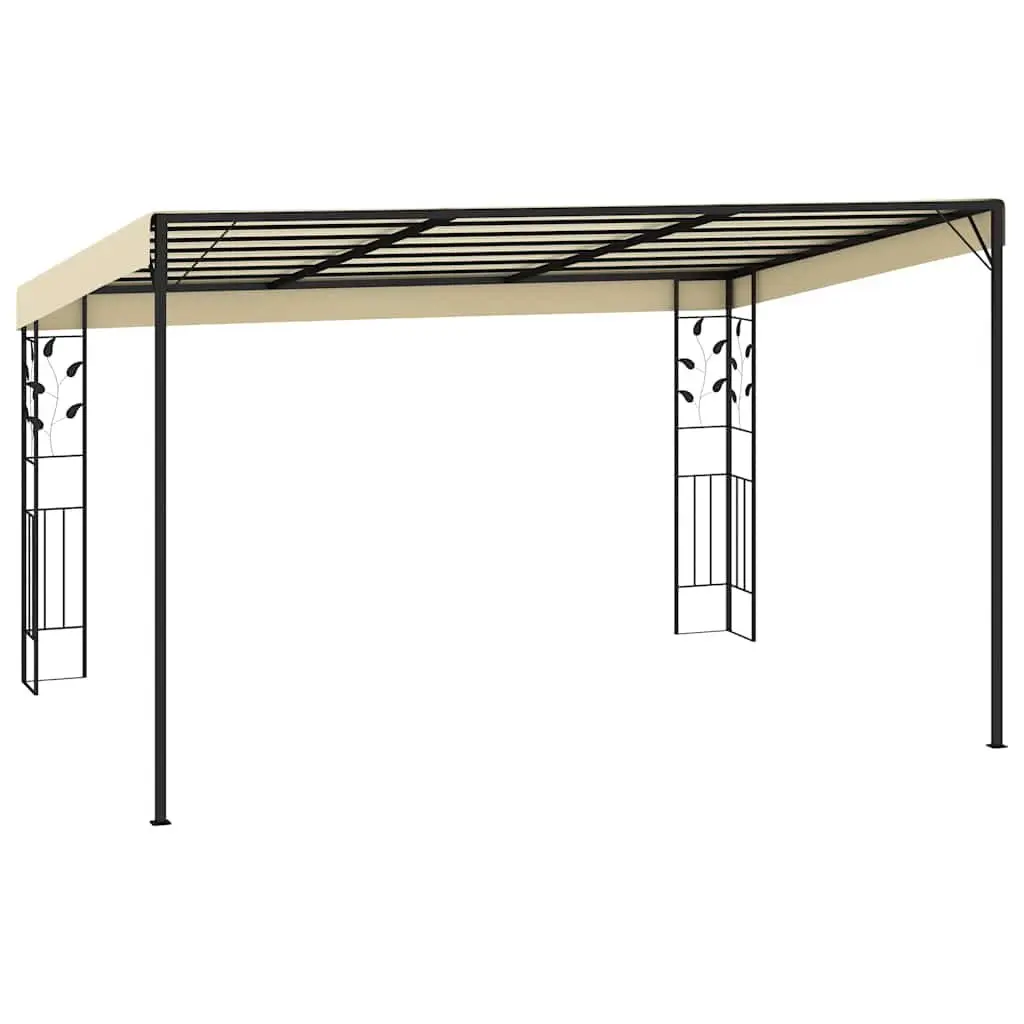 Outdoor Garden Canopy Cream Wall-mounted Gazebo Shade Structure 4x3x2.5m