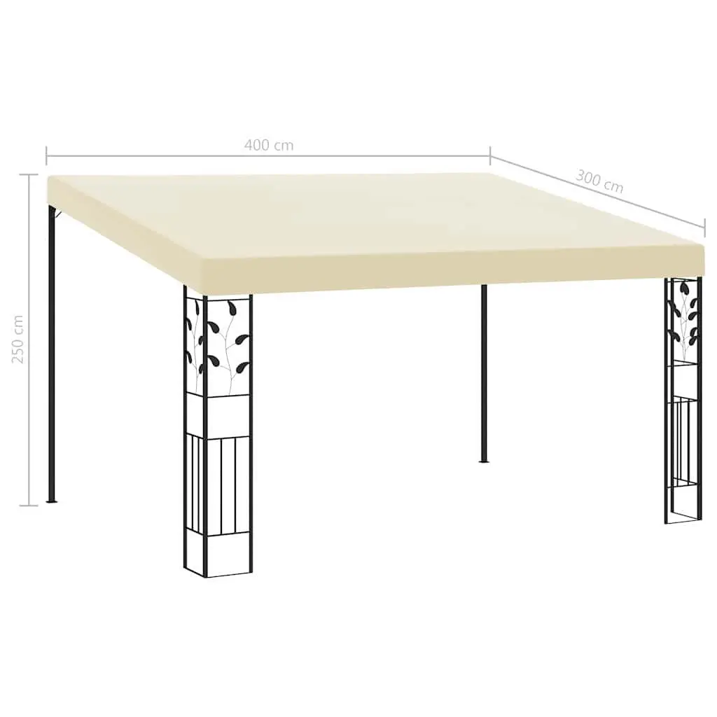 Outdoor Garden Canopy Cream Wall-mounted Gazebo Shade Structure 4x3x2.5m