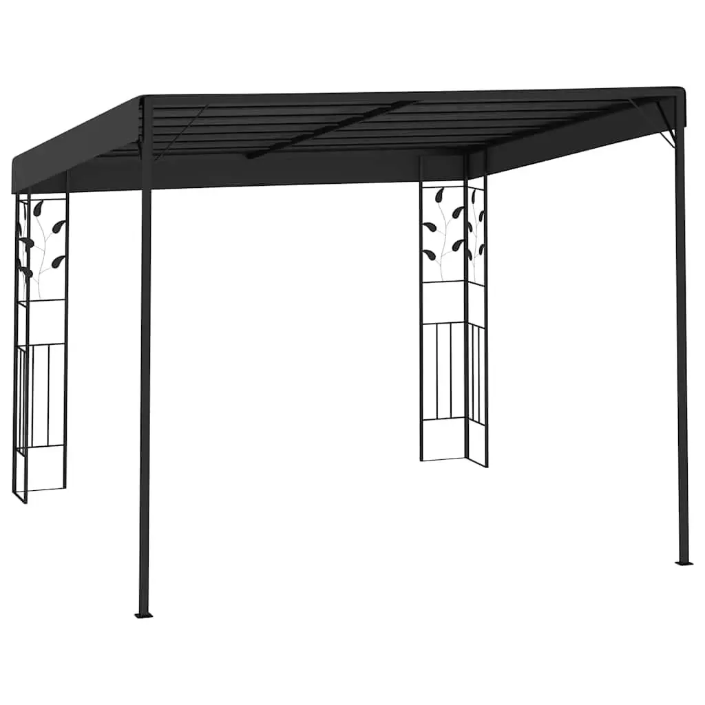 Wall-Mounted Gazebo Sturdy Frame Polyester Coating Cover 3x3x2.5m Anthracite Outdoor Garden Canopy