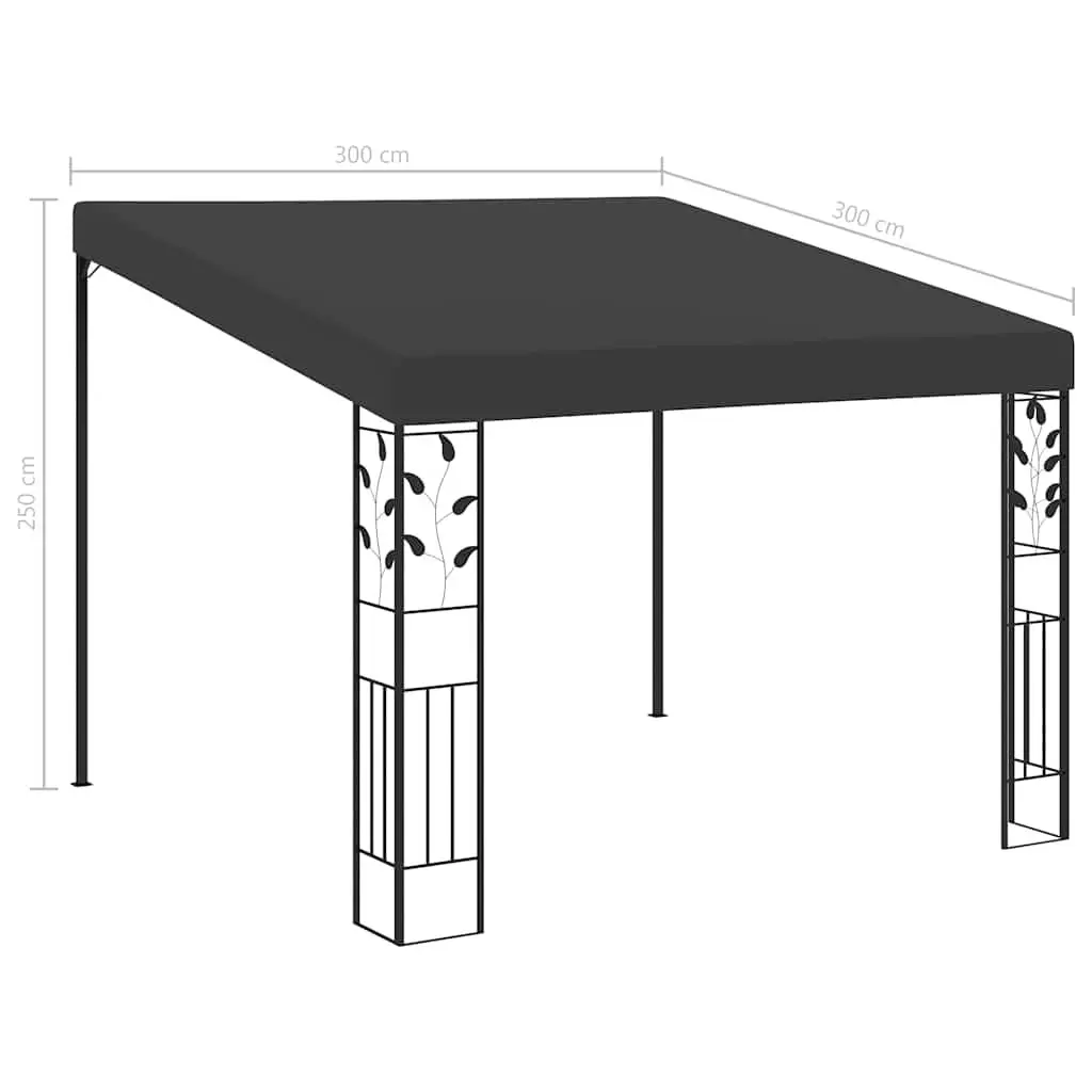 Wall-Mounted Gazebo Sturdy Frame Polyester Coating Cover 3x3x2.5m Anthracite Outdoor Garden Canopy