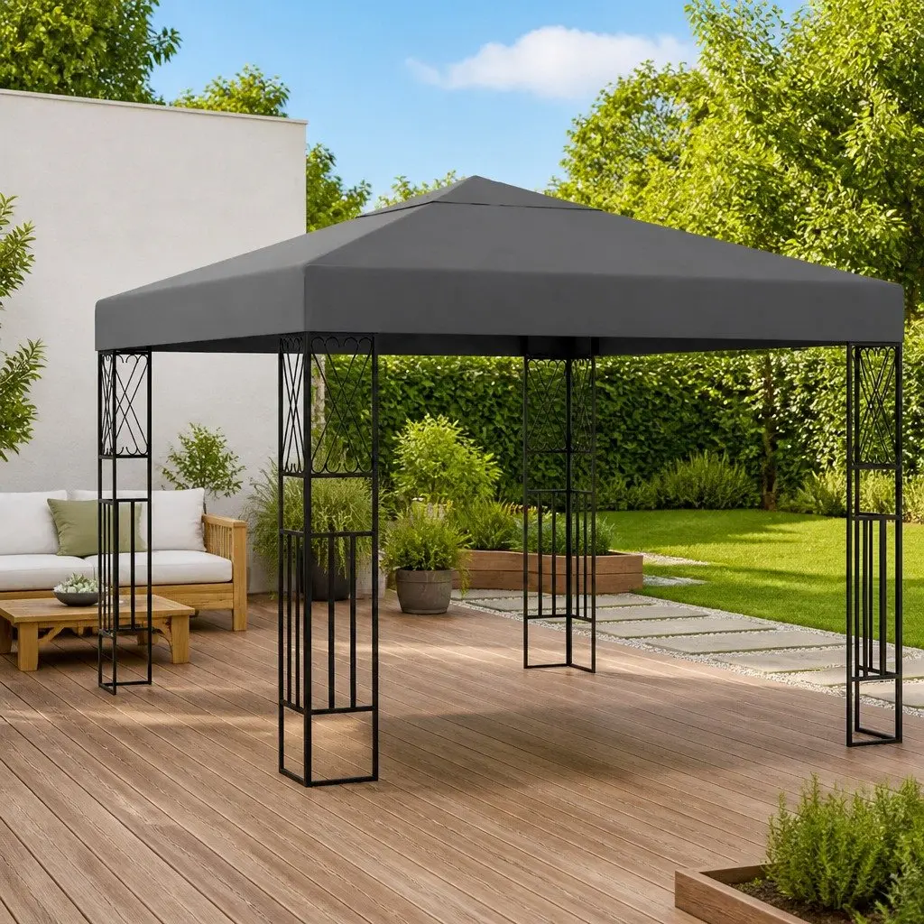 Gazebo Vented Canopy 3x3 m Steel Frame Outdoor Shade Garden Patio Shelter