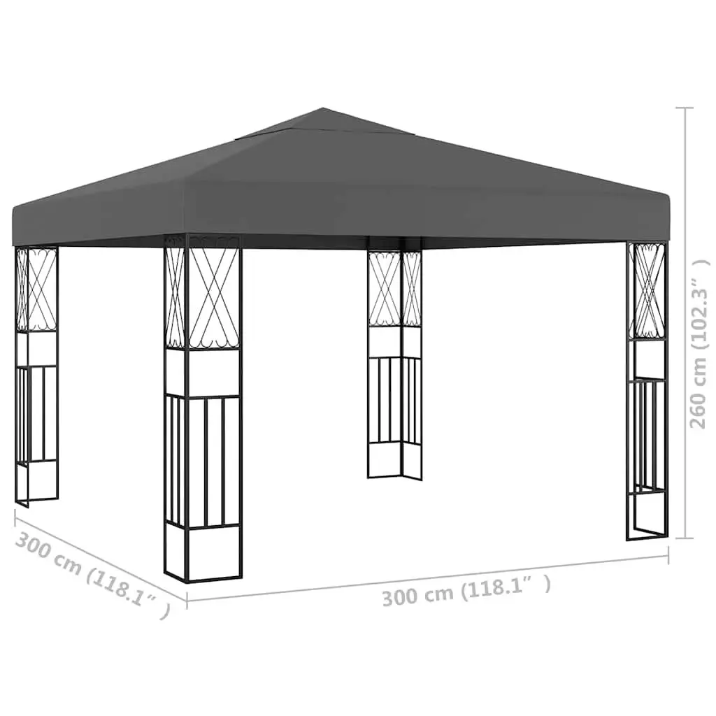 Gazebo Vented Canopy 3x3 m Steel Frame Outdoor Shade Garden Patio Shelter