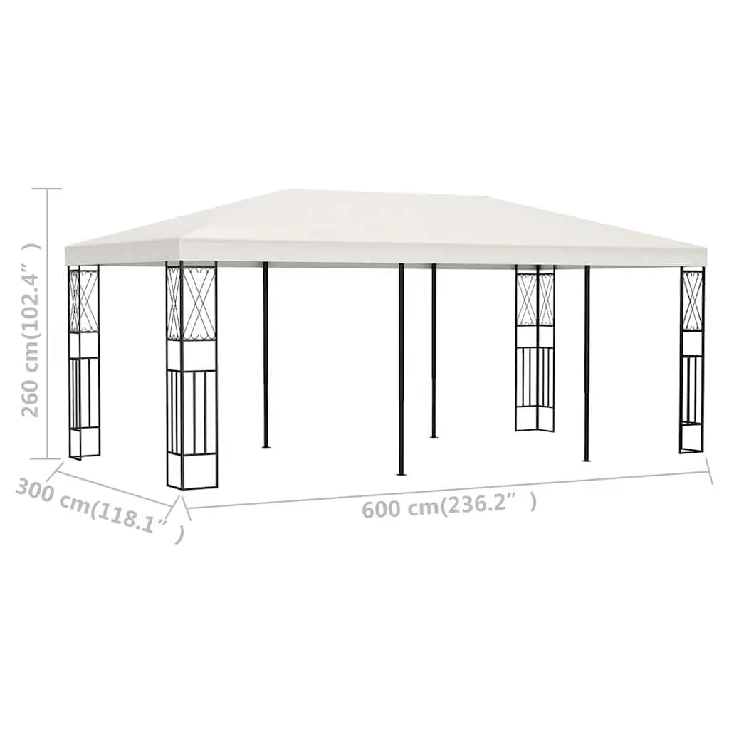 Gazebo 3x6 m Cream Outdoor Canopy Steel Frame Polyester Roof Garden Shade