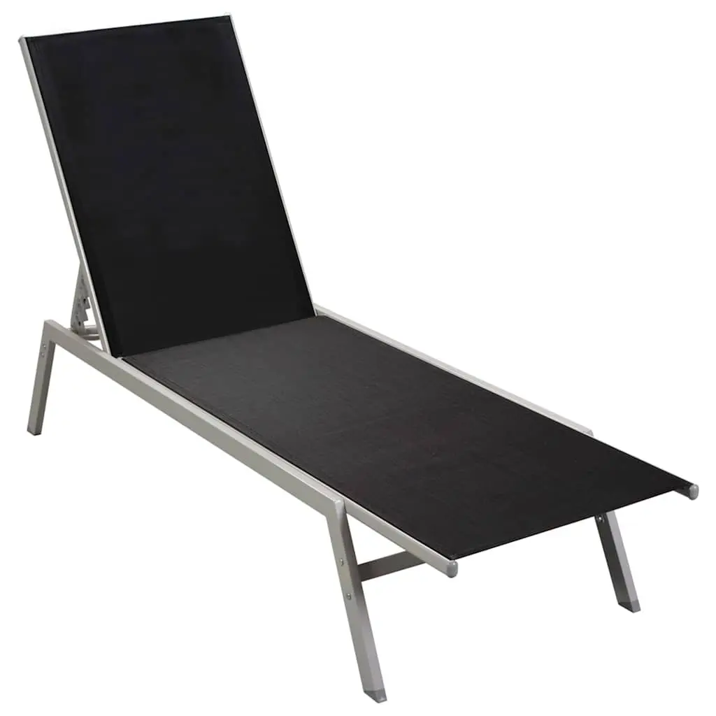 Black Sun Lounger Outdoor Daybed Steel Frame Textilene