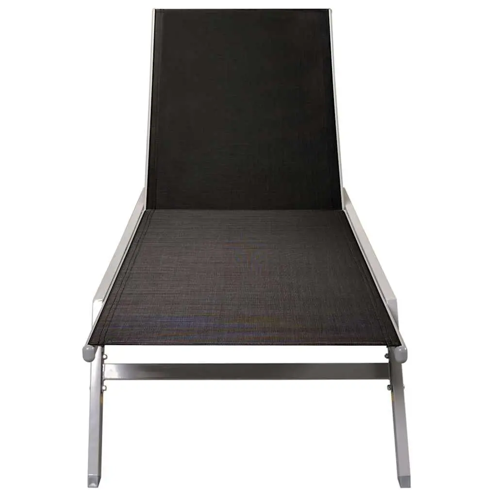 Black Sun Lounger Outdoor Daybed Steel Frame Textilene