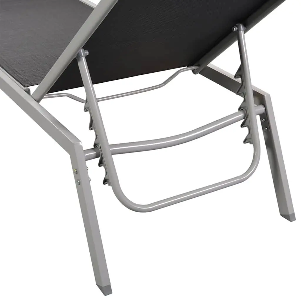 Black Sun Lounger Outdoor Daybed Steel Frame Textilene