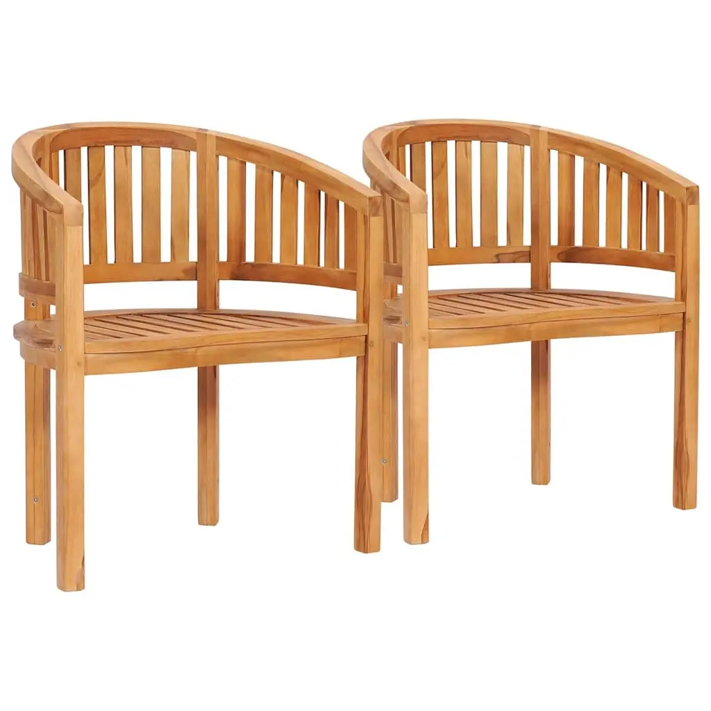 Banana Outdoor Chairs 2 pcs Teak Hardwood Garden Patio Seating Furniture Brown