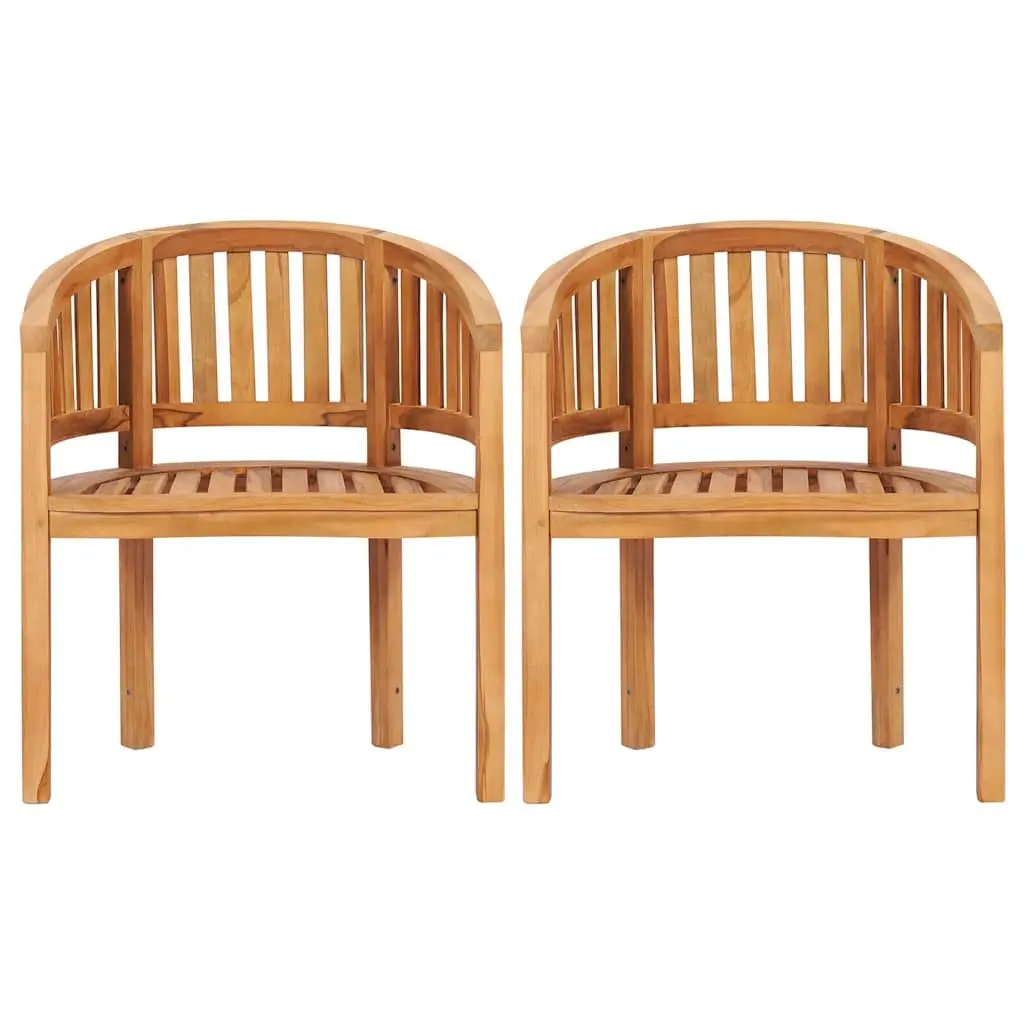Banana Outdoor Chairs 2 pcs Teak Hardwood Garden Patio Seating Furniture Brown