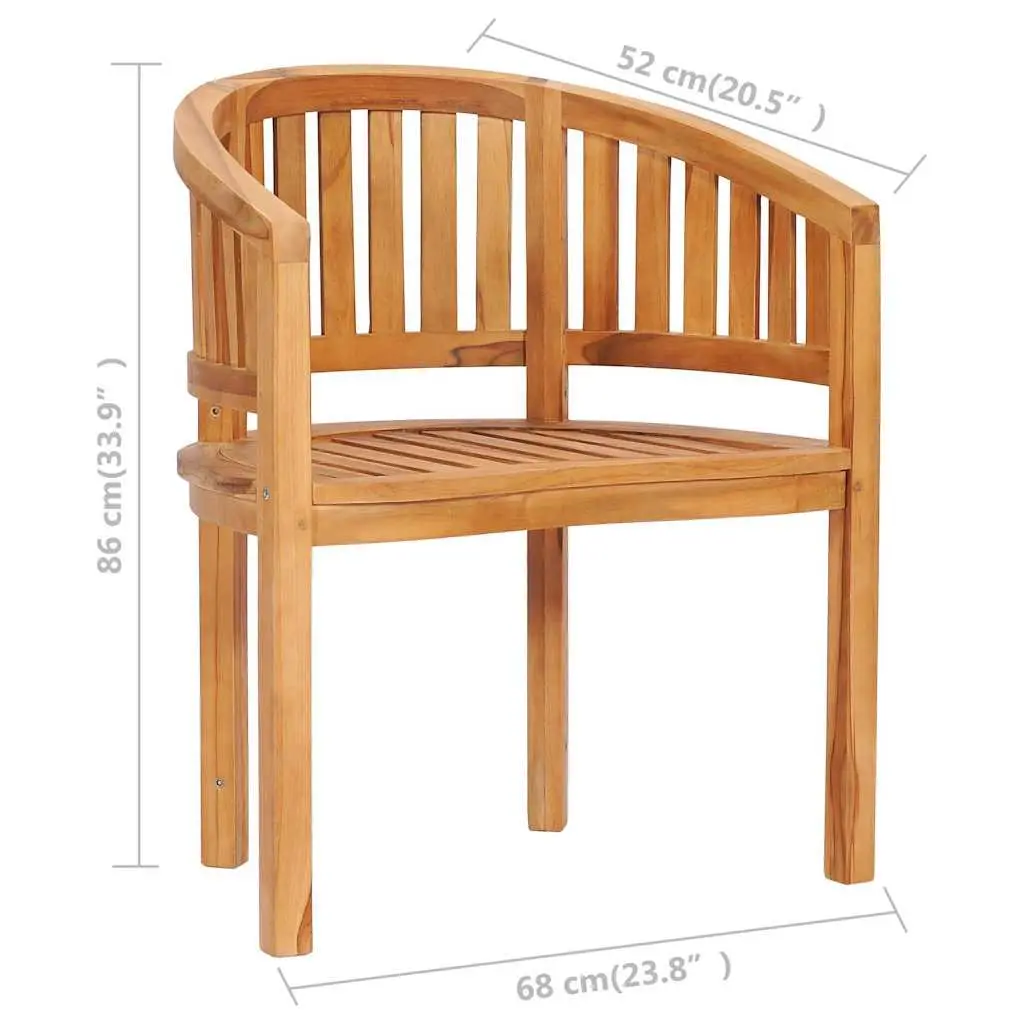 Banana Outdoor Chairs 2 pcs Teak Hardwood Garden Patio Seating Furniture Brown