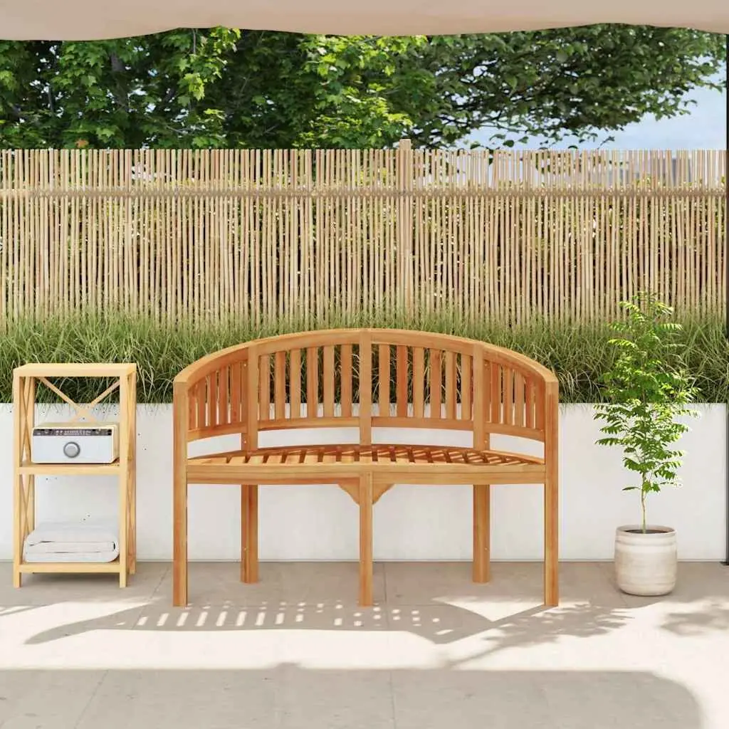 Banana Bench 120cm Outdoor Garden Seating Solid Teak Wood Brown 2-Seater Patio