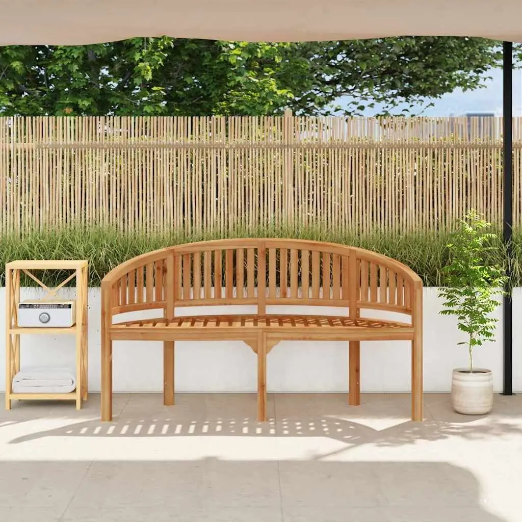 Outdoor Banana Bench 151cm Garden Seating Teak Wood 3-Seater Patio Furniture