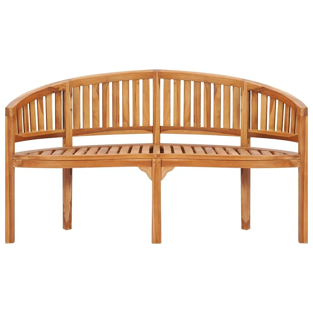 Outdoor Banana Bench 151cm Garden Seating Teak Wood 3-Seater Patio Furniture