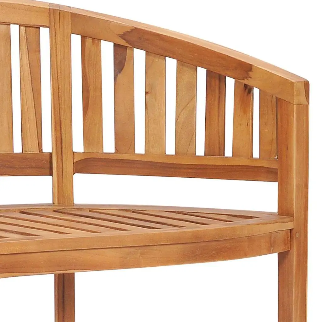 Outdoor Banana Bench 151cm Garden Seating Teak Wood 3-Seater Patio Furniture