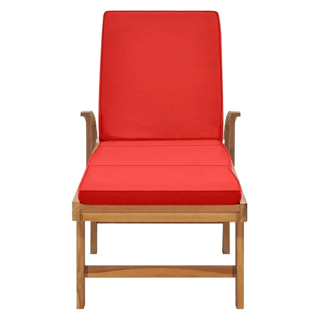 Sun Lounger with Cushion Adjustable Backrest Outdoor Garden Deck Chair Wheels