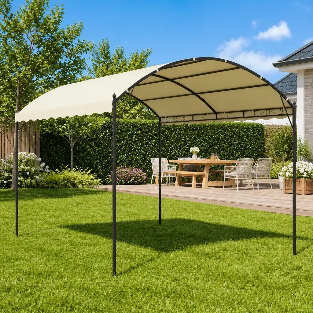 Gazebo Canopy Cream Outdoor Garden Patio Shelter 10x10 Feet