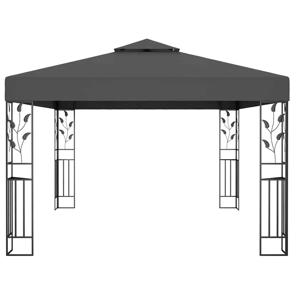 Gazebo with Double Roof 3x4m Anthracite Outdoor Garden Canopy Sunshade Pavilion