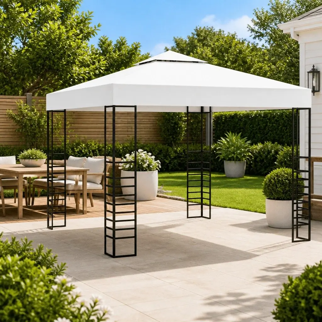 Garden Marquee Sturdy White 3x3m Outdoor Canopy Gazebo Steel Frame