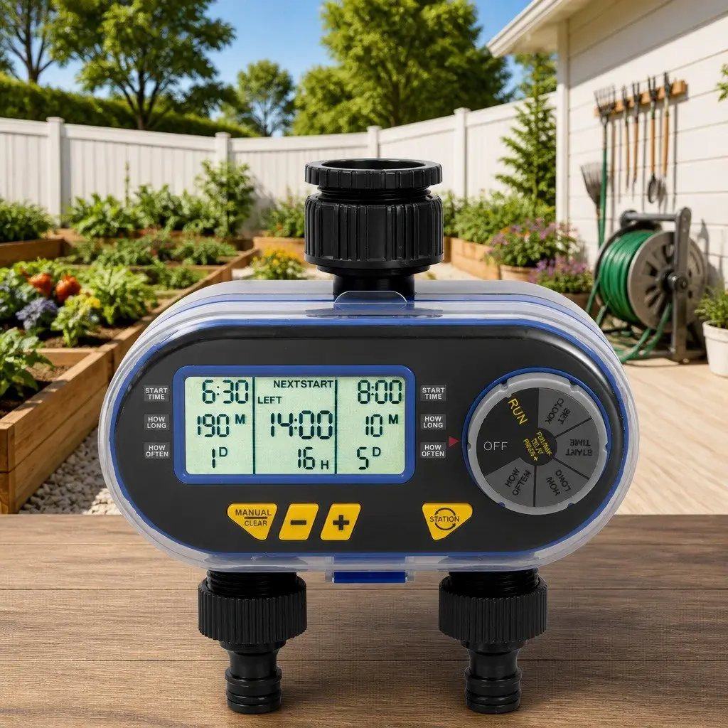 Digital Water Timer Dual Outlet Automatic Sprinkler Controller 2 Outlet