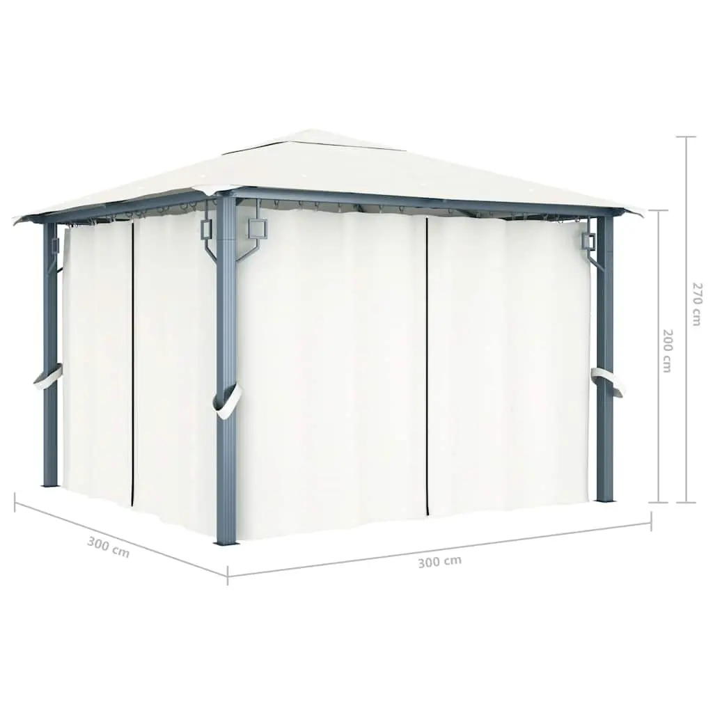 Gazebo with Curtain Cream 300x300 cm Outdoor Canopy Pavilion Sunshade Shelter