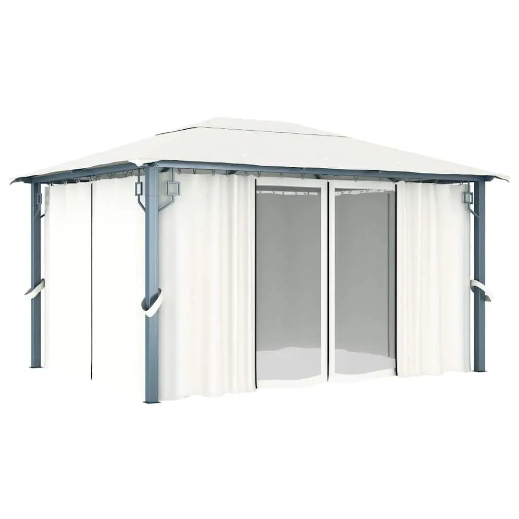 Gazebo with Curtain Outdoor Canopy Pavilion 400x300 cm Sunshade Shelter Cream