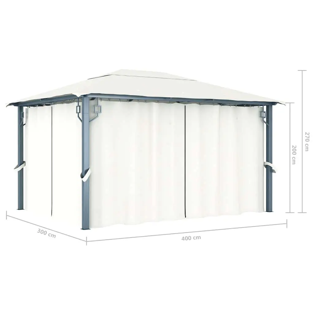 Gazebo with Curtain Outdoor Canopy Pavilion 400x300 cm Sunshade Shelter Cream