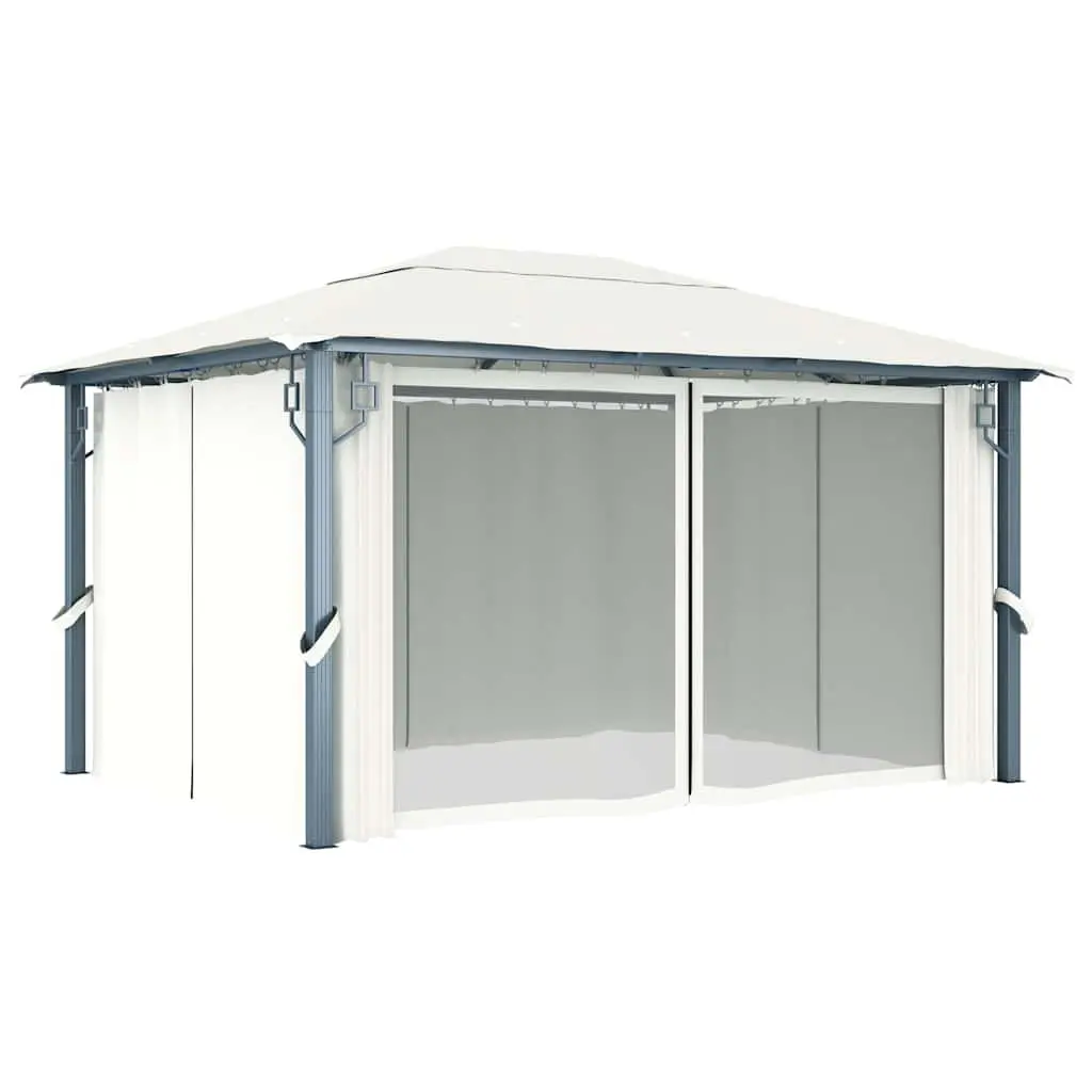 Gazebo with Curtain Outdoor Canopy Pavilion 400x300 cm Sunshade Shelter Cream