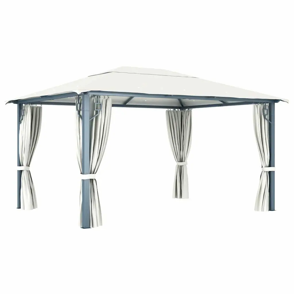 Gazebo with Curtain Outdoor Canopy Pavilion 400x300 cm Sunshade Shelter Cream