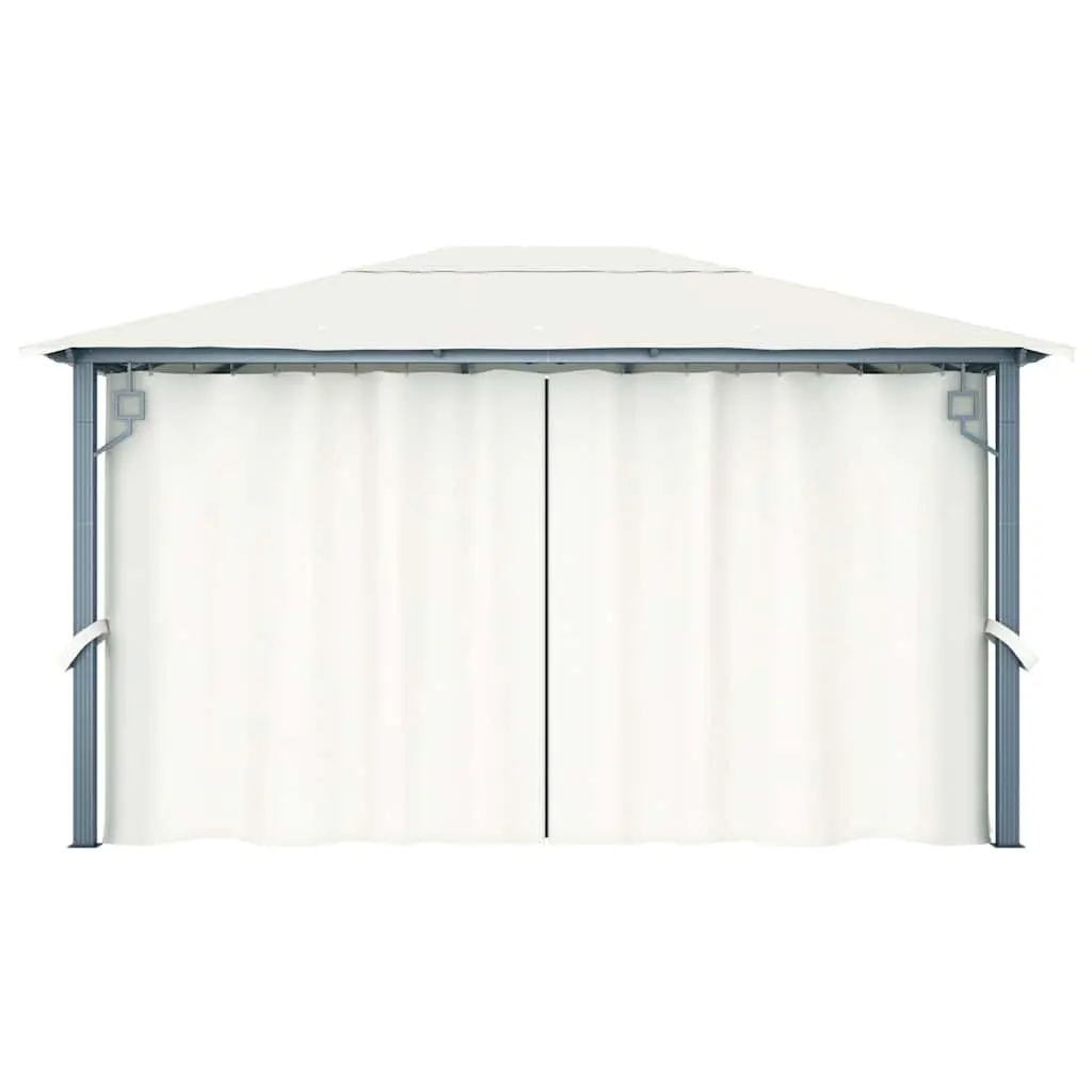 Gazebo with Curtain Outdoor Canopy Pavilion 400x300 cm Sunshade Shelter Cream