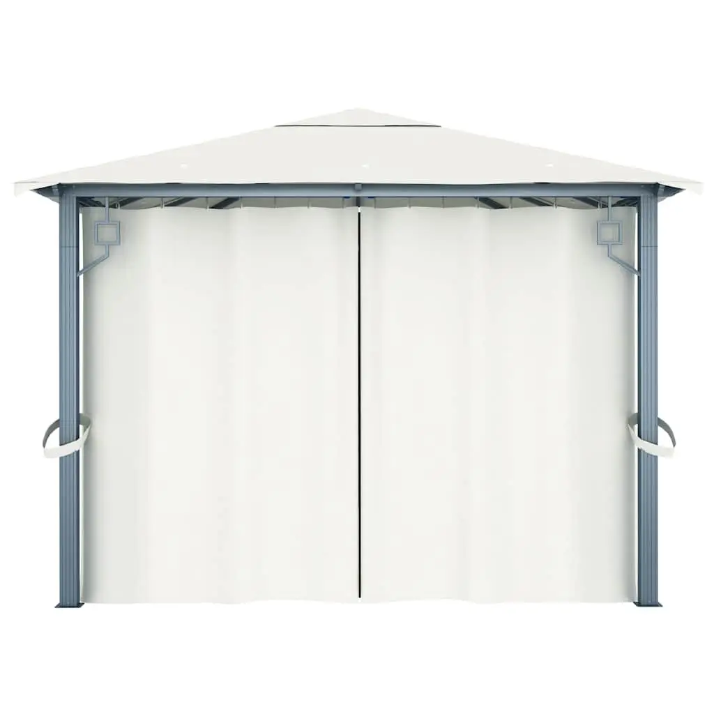 Gazebo with Curtain Outdoor Canopy Pavilion 400x300 cm Sunshade Shelter Cream