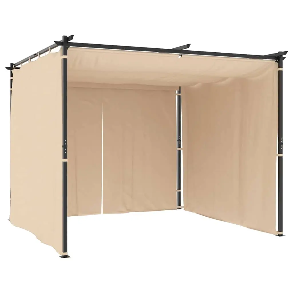 Gazebo with Curtains Steel Frame 3x3 m Cream Outdoor Canopy Garden Shelter