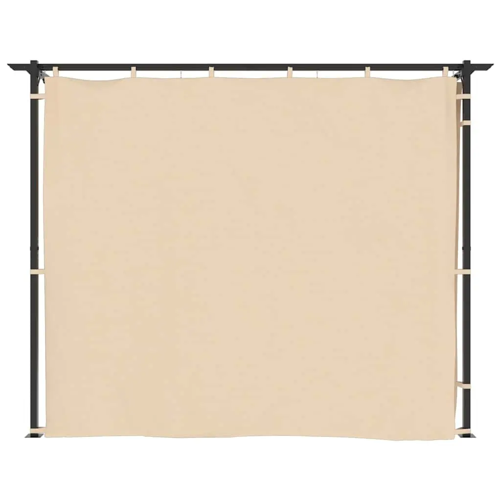 Gazebo with Curtains Steel Frame 3x3 m Cream Outdoor Canopy Garden Shelter