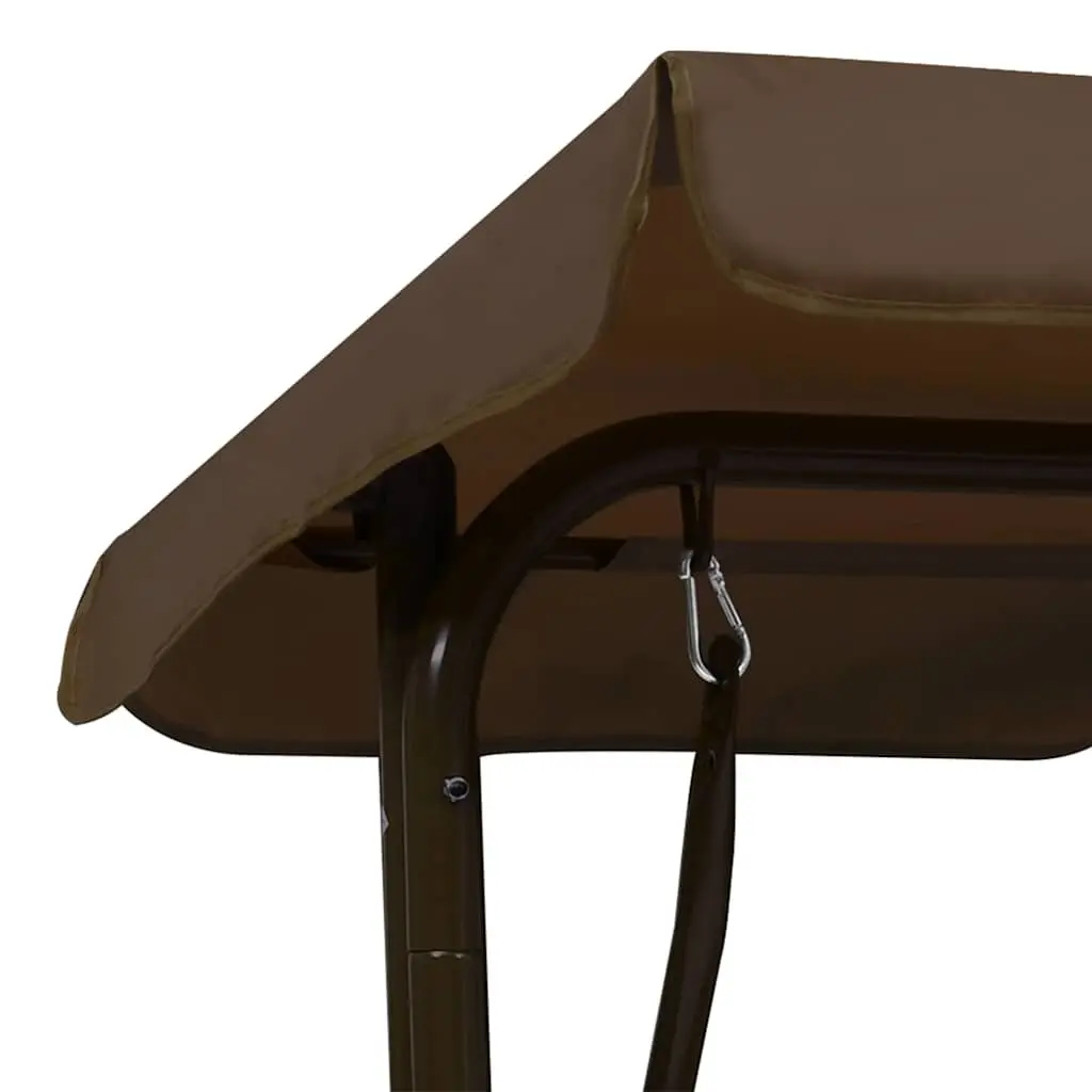 Kids Swing Bench Brown Outdoor Seating with Canopy Shade 115 x 75 x 110 cm