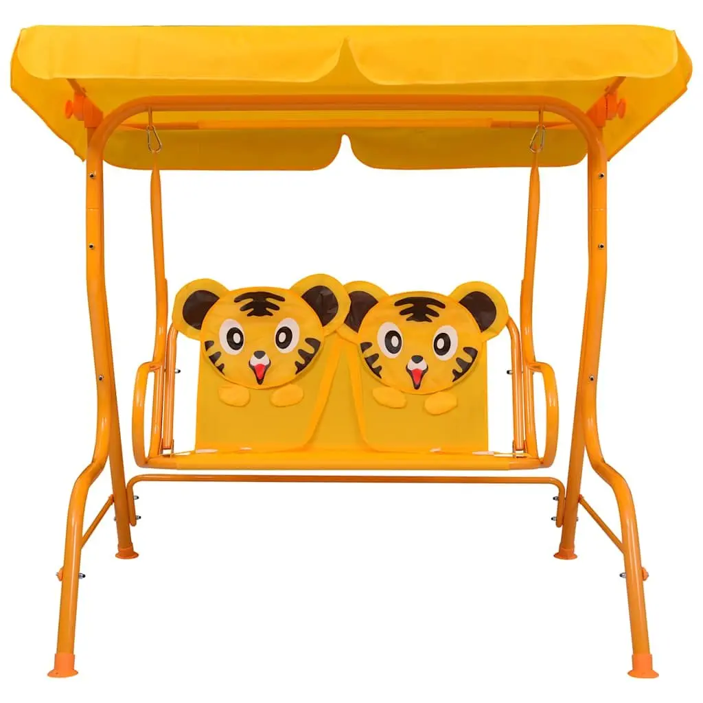 Kids Swing Bench Yellow Outdoor Garden Patio Seat with Canopy Shade 115x75x110cm