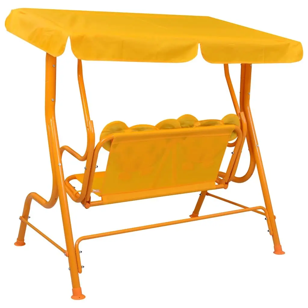 Kids Swing Bench Yellow Outdoor Garden Patio Seat with Canopy Shade 115x75x110cm