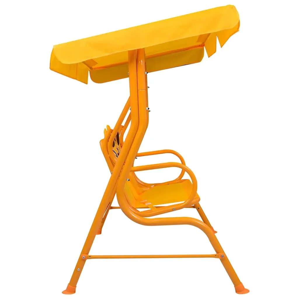 Kids Swing Bench Yellow Outdoor Garden Patio Seat with Canopy Shade 115x75x110cm