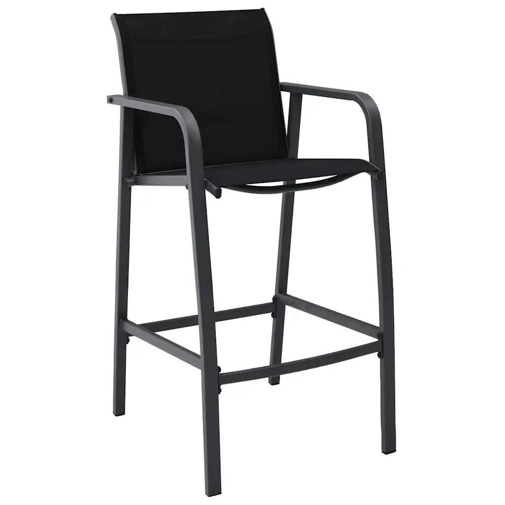 Outdoor Bar Chairs Lightweight Black Textilene Set of 4