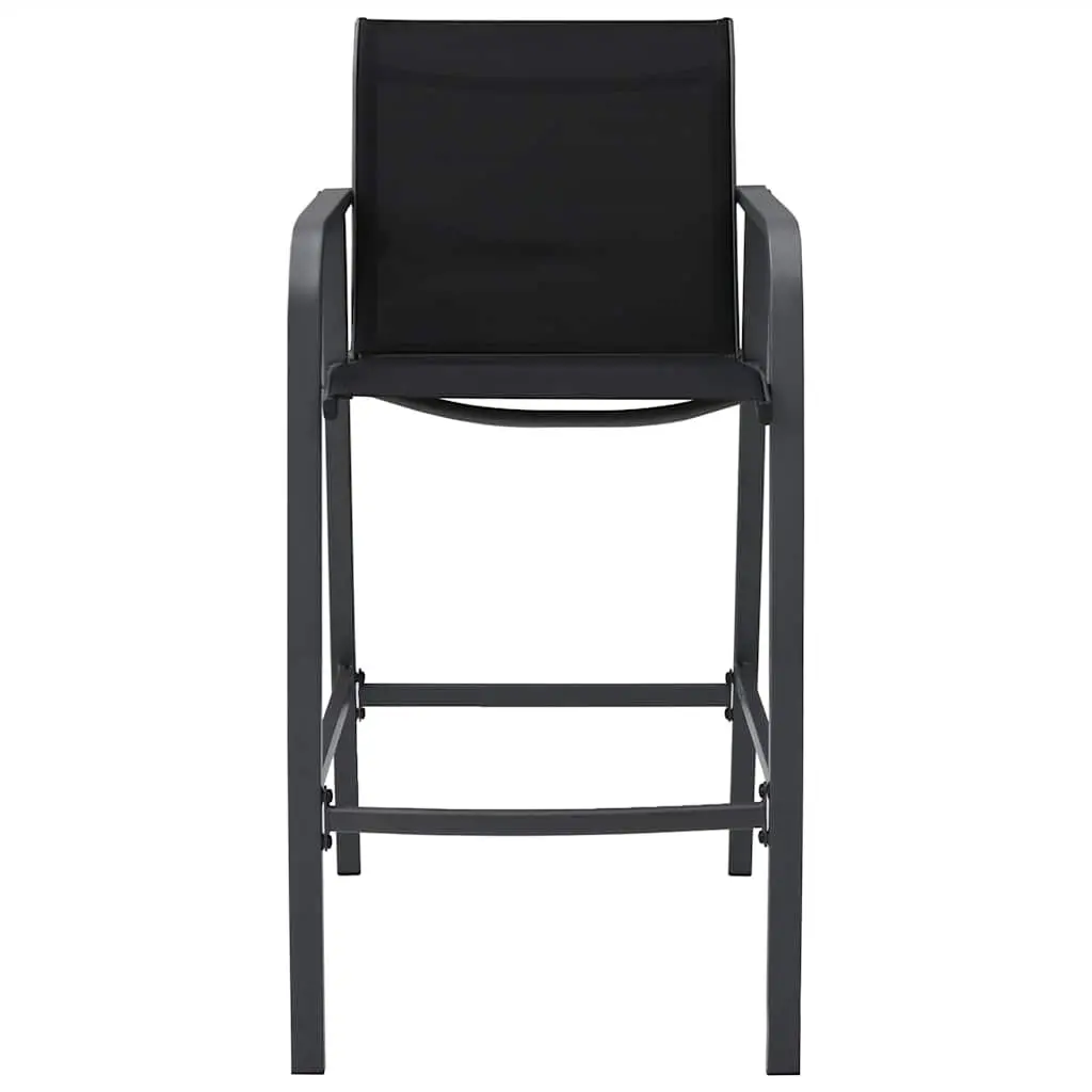 Outdoor Bar Chairs Lightweight Black Textilene Set of 4