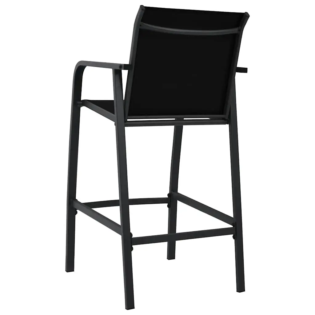 Outdoor Bar Chairs Lightweight Black Textilene Set of 4
