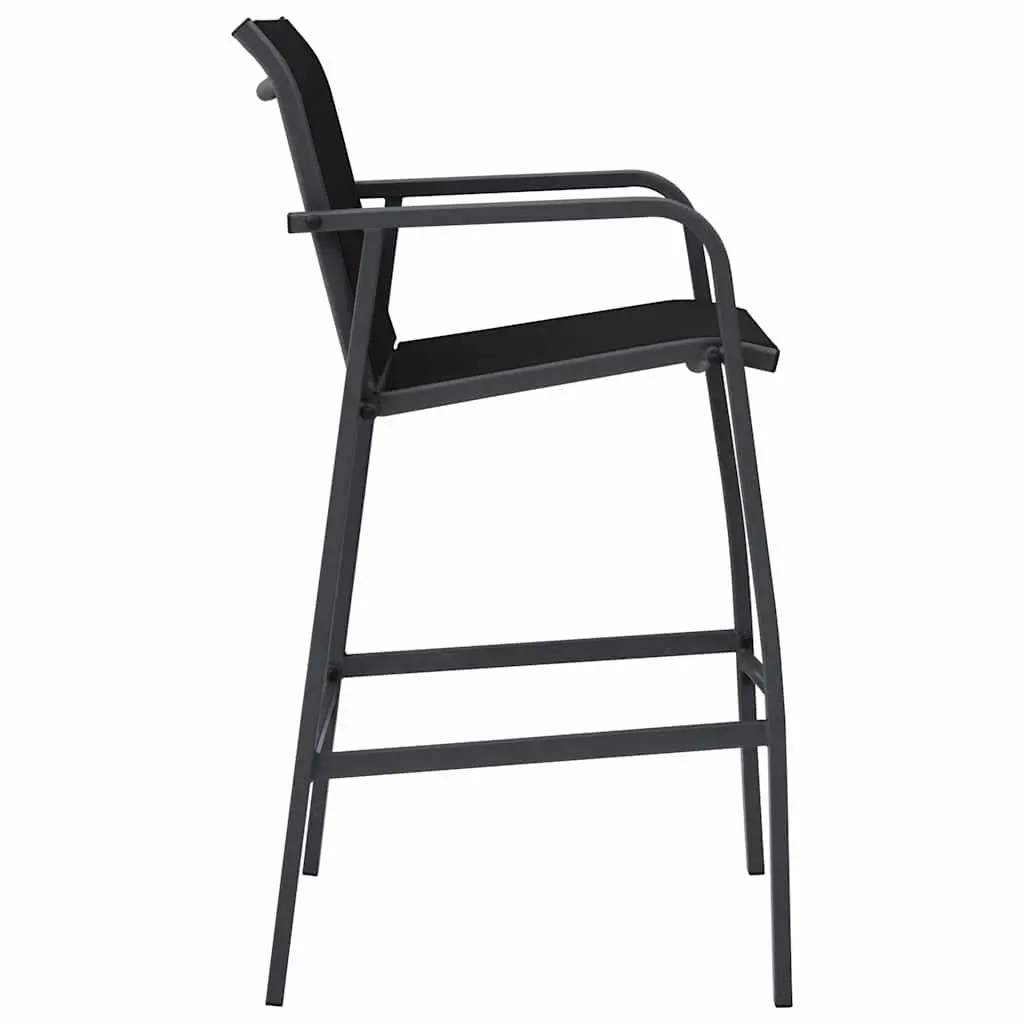 Outdoor Bar Chairs Lightweight Black Textilene Set of 4