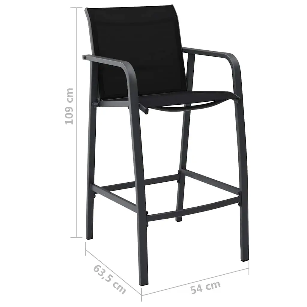 Outdoor Bar Chairs Lightweight Black Textilene Set of 4