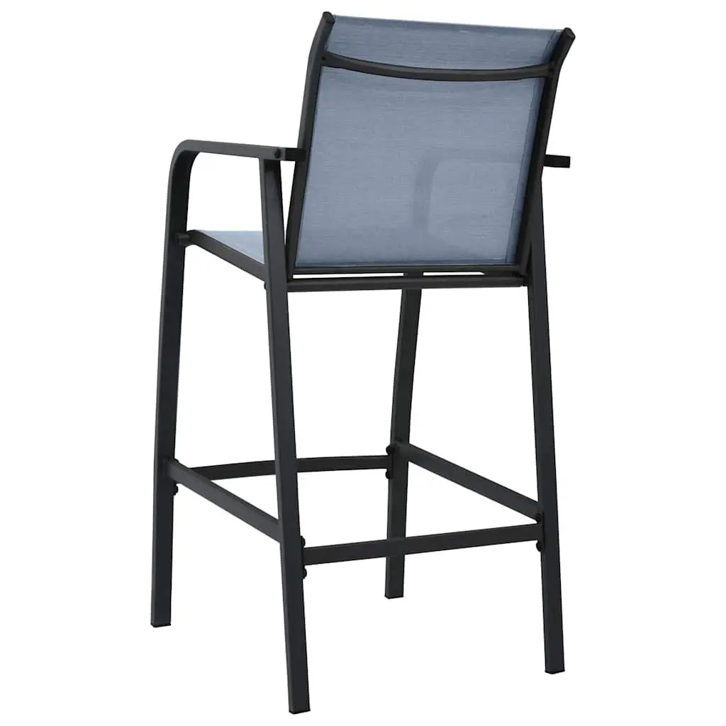 Outdoor Bar Chairs Set Grey Textilene Steel Frame 4 Piece