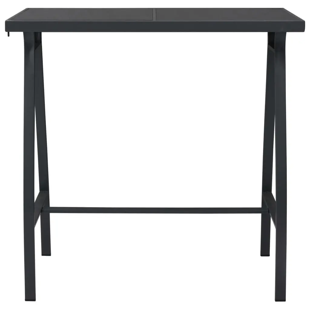 Garden Bar Table Black Steel Frame Tempered Glass Top 110L x 60W x 110H cm