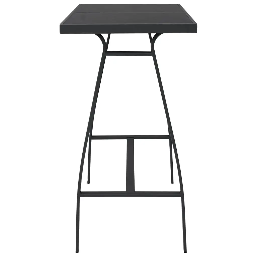 Garden Bar Table Black Steel Frame Tempered Glass Top 110L x 60W x 110H cm