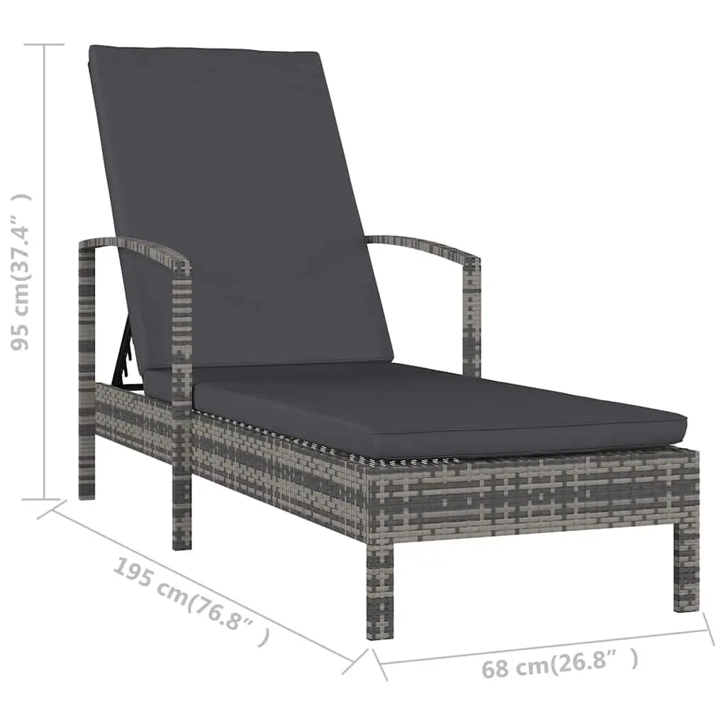 Outdoor Sun Lounger in Grey