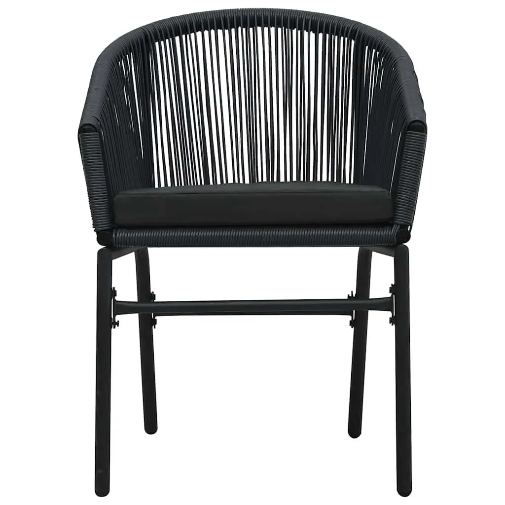 Set of 2 Outdoor Rattan Chairs Black Weather Resistant Seating with Cushions